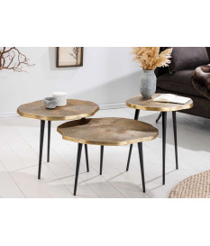 Tables basses design dorées et métal noir