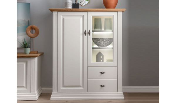 Commode vitrée en bois massif