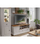Meuble télé 178 cm pin blanc et chêne huilé