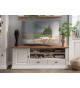 Meuble télé 178 cm pin blanc et chêne huilé