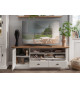 Meuble télé 178 cm pin blanc et chêne huilé