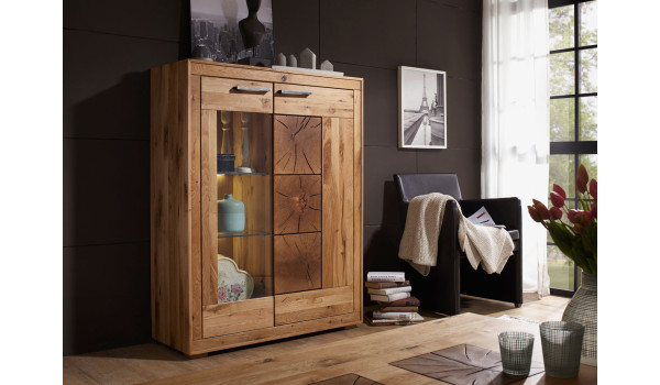 Vitrine chêne sauvage et métal