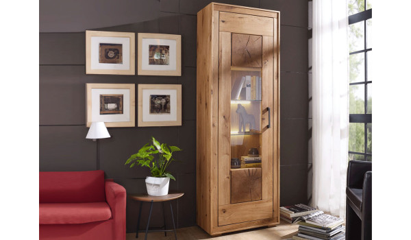Vitrine en bois massif avec led blanc