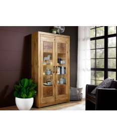 Vitrine haute 2 portes en chêne sauvage