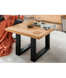 Table basse carrée chêne et métal