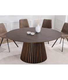Table à manger ronde chêne foncé