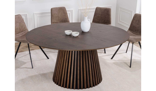 Table à manger ronde chêne foncé