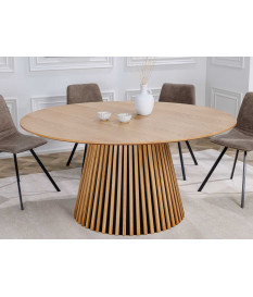 Table à manger ronde chêne foncé