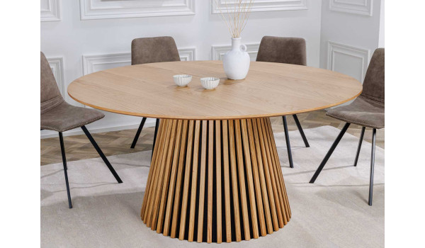 Table à manger ronde chêne foncé