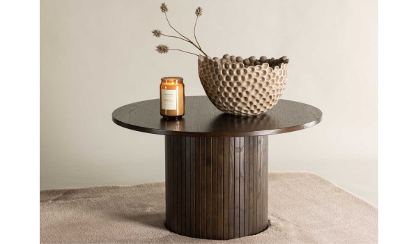 Table basse ovale imitation bois moka
