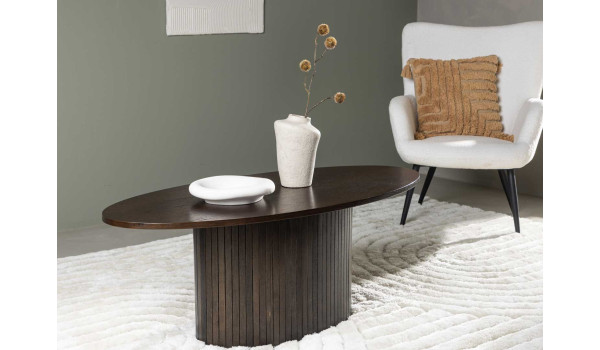 Table basse ovale bois foncé