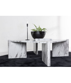 Table basse carrée 100 cm marbré blanc et gris