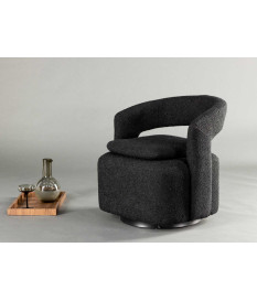 Fauteuil tournant en tissu bouclé noir