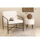 Fauteuil métal noir et tissu teddy blanc