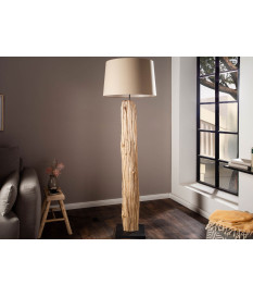 Lampe en bois flotté et lin