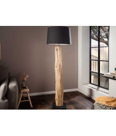 Lampe sur pied 177 cm bois flotté et lin noir