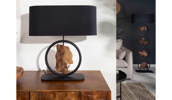 Lampe de table en bois et métal