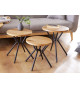 Lot de 3 tables basses en chêne et métal