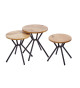 Lot de 3 tables basses en chêne et métal