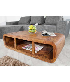 Table basse courbée en sesham 100 cm