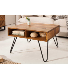 Petite table basse pieds en épingle et bois massif