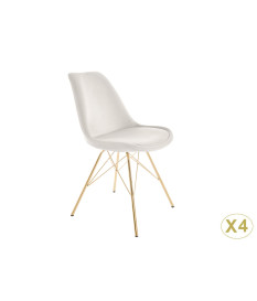 Chaise velours champagne pieds métal doré