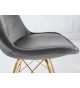 Chaise velours grise pieds métal doré