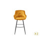 Fauteuils de bar jaune moutarde et métal noir