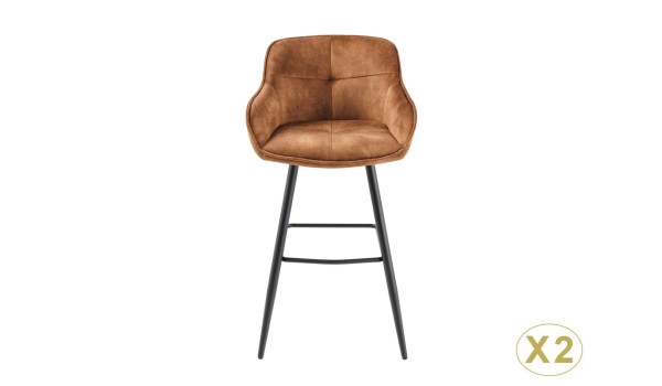 Chaises de bar velours marron