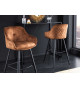 Chaises de bar velours marron