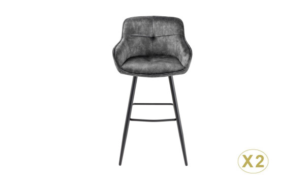 Tabourets de bar velours gris