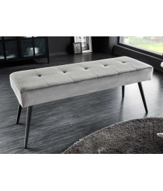 Banc d'entrée en velours gris 100 cm