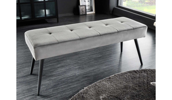 Banc d'entrée en velours gris 100 cm