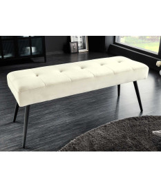 Banc 100 cm velours champagne et métal noir