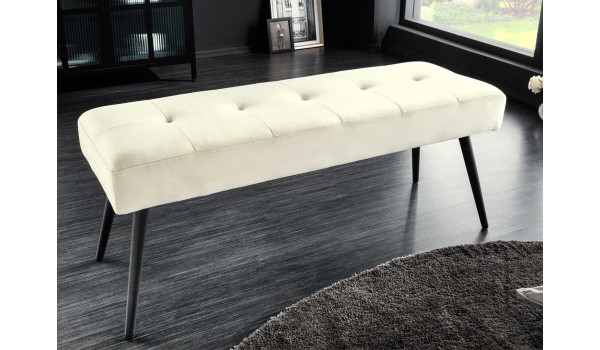 Banc 100 cm velours champagne et métal noir