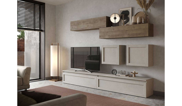 Composition TV chêne mercure et argile