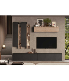 Ensemble TV chêne et lave