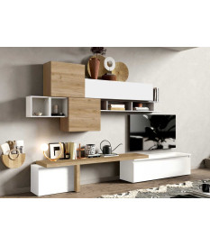 Ensemble TV scandinave blanc et bois