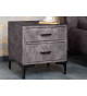 Chevet en velours gris foncé 2 tiroirs