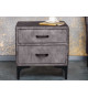 Chevet en velours gris foncé 2 tiroirs