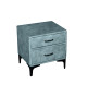 Table de nuit en velours bleu pétrole
