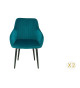 Chaises en velours turquoise avec accoudoir