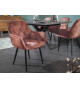 Fauteuils en velours marron et métal noir