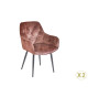 Fauteuils en velours marron et métal noir