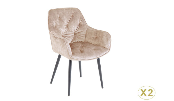 Chaises en velours champagne