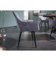 Chaises en velours gris et métal noir
