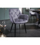 Chaises en velours gris et métal noir