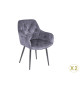 Chaises en velours gris et métal noir