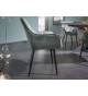 Fauteuils velours gris vert et métal noir