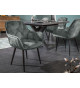 Fauteuils velours gris vert et métal noir